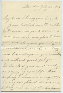 Letter from Hannah Maria Chapin Moodey to Florence Porter Lyman and Frank Lyman