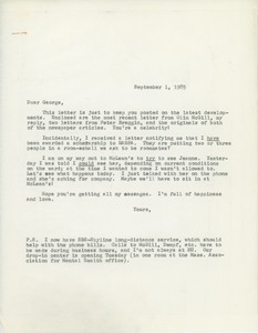Letter from Judi Chamberlin to George Ebert