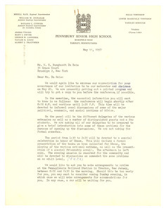 Letter from Pennsbury Senior High School to W. E. B. Du Bois