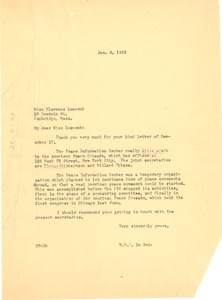 Letter from W. E. B. Du Bois to Florence Luscomb