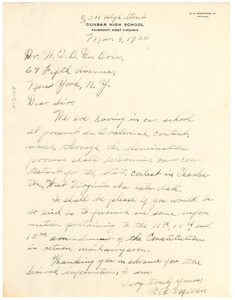 Letter from P. R. Miller to W. E. B. Du Bois