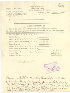 Invoice for Yolande Du Bois's expenses