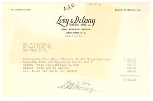 Levy & Delany Funeral Home Inc. invoice