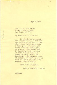 Letter from W. E. B. Du Bois to Mrs. J. E. Spingarn