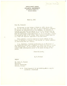 Letter from Lawrence D. Reddick to Atlanta University