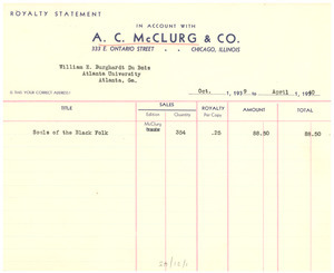 Royalty statement from A. C. McClurg & Co. - Digital Commonwealth
