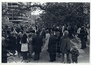 Crowd of people gathered in Boston Common