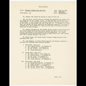 Minutes from meeting of homeowners participating in paint program on June 30, 1965