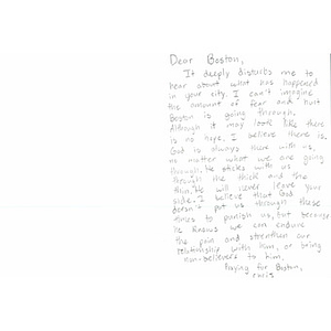 Card from child in San Antonio, Texas
