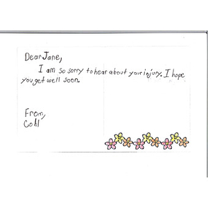 Card addressed to Jane Richard from a student in Sylvania, Ohio