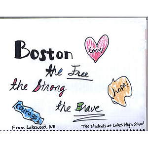 Message to Boston from a student at Lakes High School (Lakewood, Washington)
