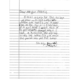 Letter to Boston from a student at Zenon Sykuta Elementary School (Country Club Hills, Illinois)