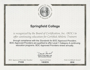 2016 National Athletic Trainer's Association Certification