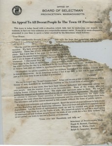 "An Appeal To All Decent People In The Town of Provincetown" 1952