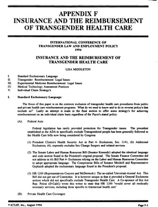 Appendix F: Insuranace and the Resimbursement of Transgender Health Care