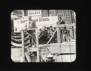 Trustee George Frost at podium at the laying of the cornerstone ceremony for Suffolk University's Archer Building (20 Derne Street)