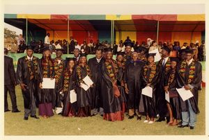Graduates at Suffolk University's commencement at the Dakar campus, circa 1999