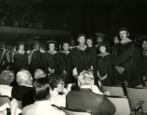 Graduates at the 1977 Suffolk University commencement
