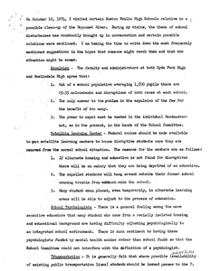 Notes describing a Neponset River clean-up meeting that turned in a busing meeting, October 1974