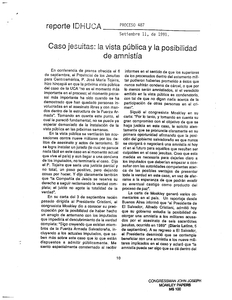 Proceso 487, Instituto de Derechos Humanos de la Universidad Centroamericana (IDHUCA) Report entitled, "Caso jesuitas: la vista publica y la posibilidad de amnistia," 11 September 1991