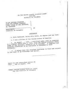 Unsigned affidavit of U.S. Major Eric Buckland's deposition