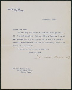 Letter, November 6, 1902, Theodore Roosevelt to James Jeffrey Roche