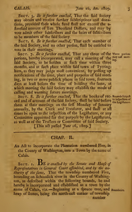 1809 Chap. 0002. An Act To Incorporate The Plantation Numbered Five, In The County Of Washington, Into A Town By The Name Of Calais.