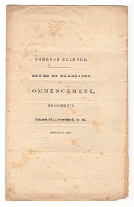 Amherst College Commencement program, 1834 August 27