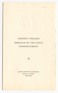Amherst College Commencement program, 1952 June 8