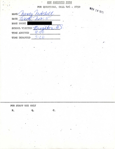 Citywide Coordinating Council daily monitoring report for Brighton High School by Nancy Mitchell, 1975 November 5
