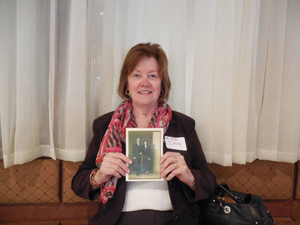 Joan Doyle at the Irish Immigrant Experience Mass. Memories Road Show