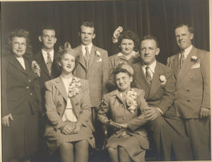 Double wedding at Old South Church, Reading, MA on October 17, 1947