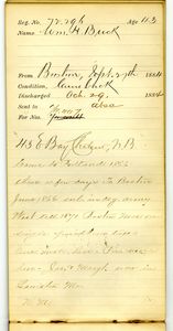 Tewksbury Almshouse Intake Record: Buck, William H.