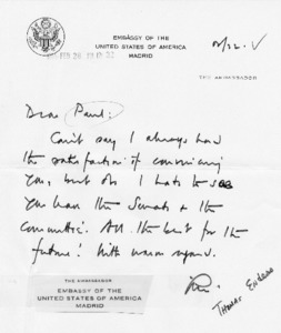 Letter from Thomas Endess to Paul Tsongas