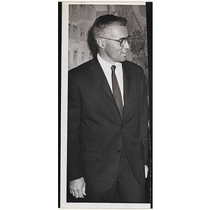 Cut-out picture of Thomas E. Leggat at an annual meeting