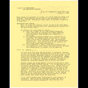 Documents describing Interracial Home Visit Day for visitors, hosts and reporting organizations