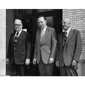 Three Northeastern leaders stand together at Ryder's introduction to the University