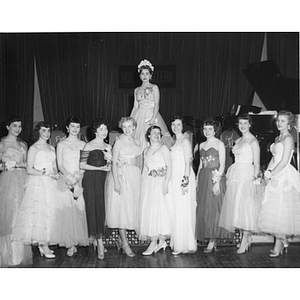 Homecoming queen and court at homecoming dance