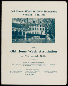 Invitation, Old Home Week in New Hampshire, August 18-24, 1906, Old Home Week Association of New Ipswich, N.H.