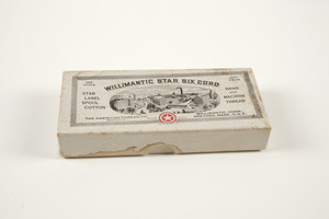 Box for Willimantic Star Six Cord Spool Cotton thread, The American Thread Company, Willimantic, Connecticut and Holyoke, Mass., undated