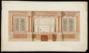 Watercolor -- "Design for a Library. School of the Museum of Fine Arts."