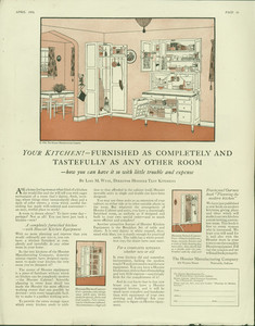 Advertisement for Hoosier Kitchen Cabinets, Hoosier Manufacturing Company, 424 Warren Street, Newcastle, Indiana, April 1924