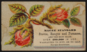Trade card for Magee Standard Stoves, Ranges and Furnaces, J.W. Jordan, Worcester, Mass., undated