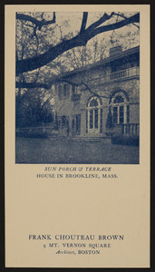 Trade card for Frank Chouteau Brown, architect, 9 Mt. Vernon Square, Boston, Mass., undated