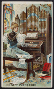 Trade card for The Estey Phonorium, Estey Organ Works, Brattleboro, Vermont, undated