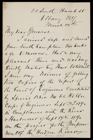 Charles Weir to Thomas Lincoln Casey, March 15, 1895