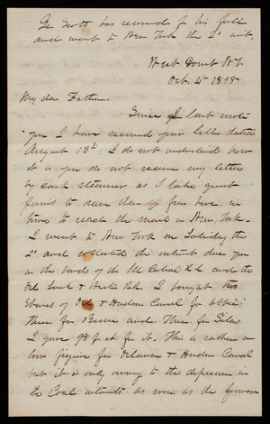 Thomas Lincoln Casey to General Silas Casey, October 4, 1858