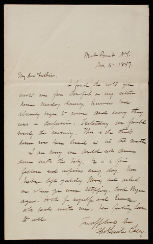 Thomas Lincoln Casey to General Silas Casey, November 4, 1857