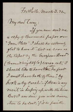 [Truman] Seymour to Thomas Lincoln Casey, March 3, 1872