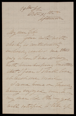 Alice W. Babcock to Thomas Lincoln Casey, October 31, 1884